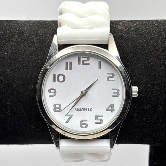 Silver & White Men's Watch - Picture 1 of 4